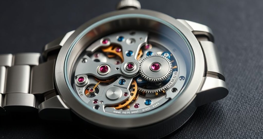 AI generated (Gemini + Flux) featured image for: ETA Otomatik Saatler: Koleksiyoncuların Gözdesi Neden? (Prompt: A high resolution macro studio photography image showing an intricate automatic watch movement with )