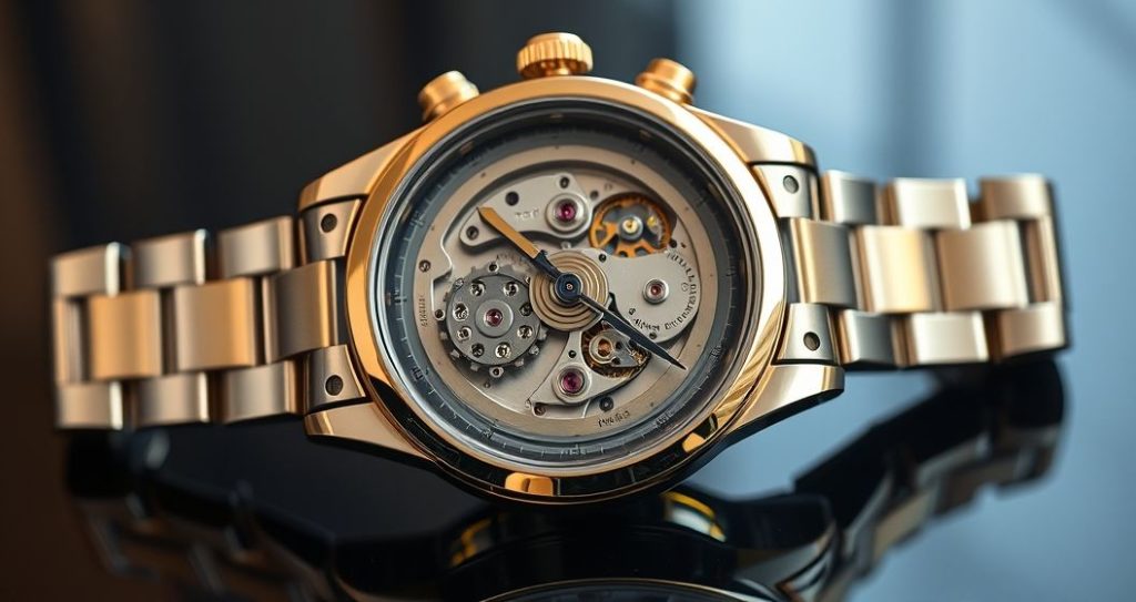 AI generated (Gemini + Flux) featured image for: Eta Mekanizmalı Replika Saatler: Lüks Koleksiyonların Yeni Gözdesi mi? (Prompt: A hyperrealistic, high end product photography image showing a meticulously crafted replica watch. I)