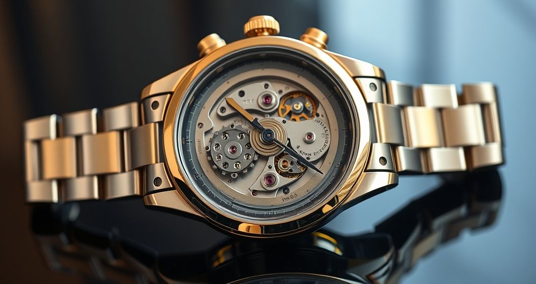 AI generated (Gemini + Flux) featured image for: Eta Mekanizmalı Replika Saatler: Lüks Koleksiyonların Yeni Gözdesi mi? (Prompt: A hyperrealistic, high end product photography image showing a meticulously crafted replica watch. I)