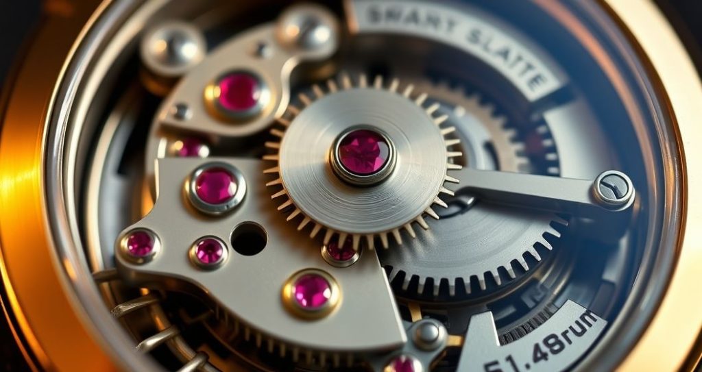 AI generated (Gemini + Flux) featured image for: İsviçre ETA Otomatik Mekanizmaları: Yüksek Kalite Replikalarda Kalbin Sesi (Prompt: A hyperrealistic macro photography image showing an intricate Swiss automatic watch movement. Polish)