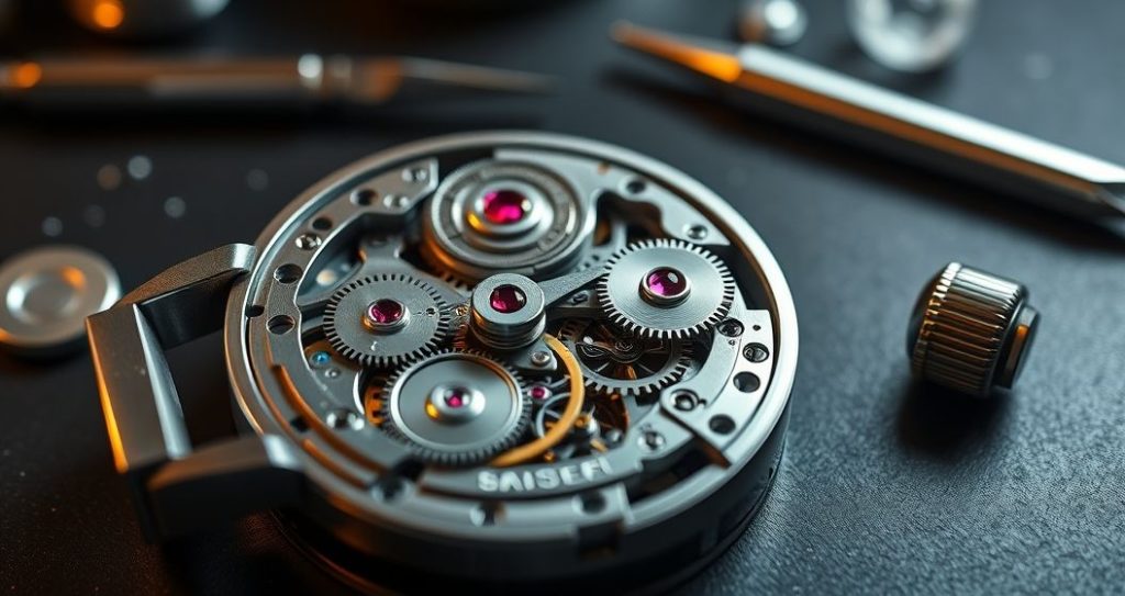 AI generated (Gemini + Flux) featured image for: İsviçre Otomatik Mekanizmalarının Kalbi: ETA ve Bakım Sırları (Prompt: A hyper realistic, macro photograph showing a disassembled Swiss automatic watch movement with its i)