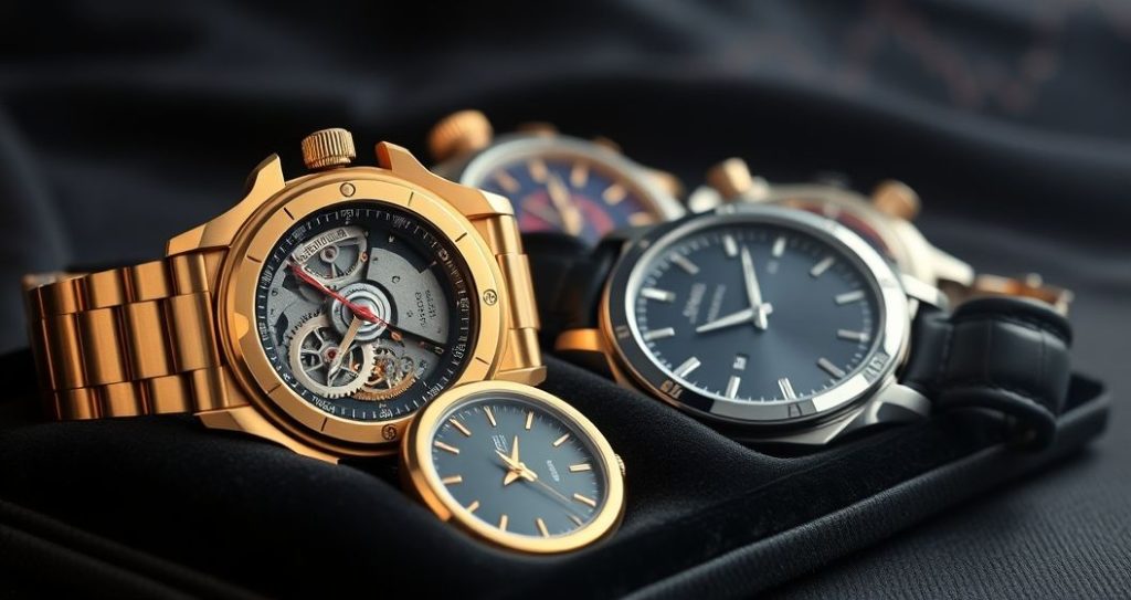 AI generated (Gemini + Flux) featured image for: Koleksiyoncular İçin Eta Saatler: Prestijli Bir Yatırım mı? (Prompt: A high end product photography image showing a collection of luxurious mechanical watches. One watch)