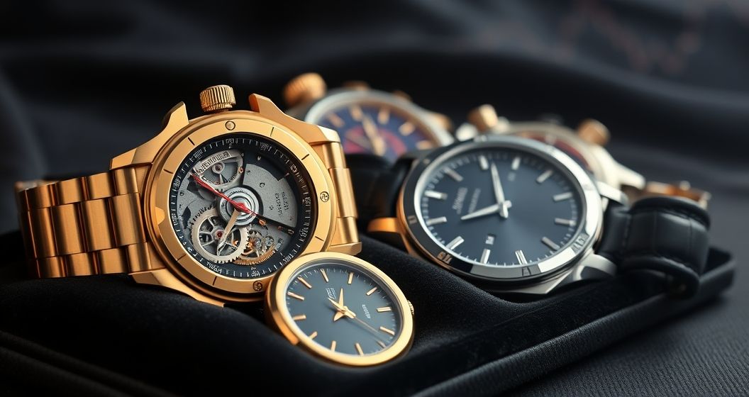 AI generated (Gemini + Flux) featured image for: Koleksiyoncular İçin Eta Saatler: Prestijli Bir Yatırım mı? (Prompt: A high end product photography image showing a collection of luxurious mechanical watches. One watch)