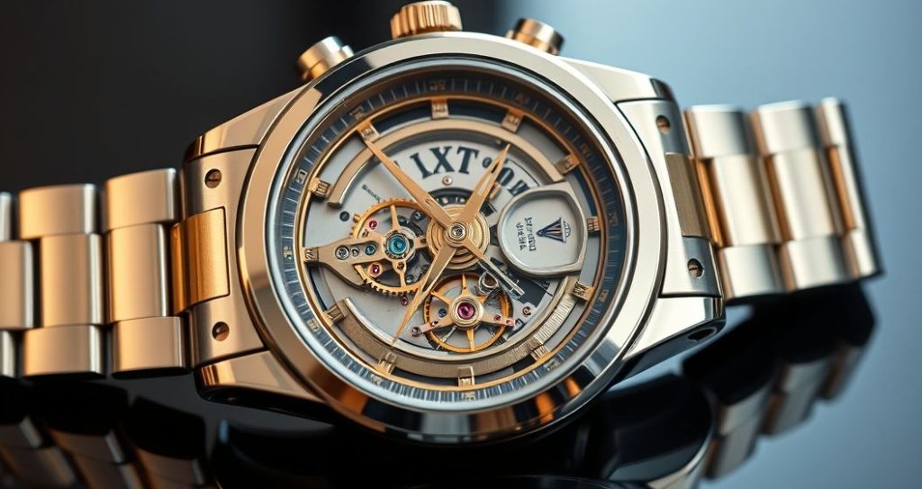 AI generated (Gemini + Flux) featured image for: Lüks Erkek Saatlerinde Otomatik Güç: Prestij ve Bakım Rehberi (Prompt: A hyper realistic, sophisticated, high resolution image showing a close up of a luxury automatic men)