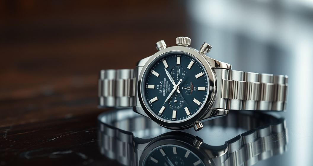 AI generated (Gemini + Flux) featured image for: Lüks Koleksiyonlara ETA Dokunuşu: Yüksek Kaliteli Replika Saatler (Prompt: A sophisticated, macro studio product photograph image showing a highly detailed, luxurious replica )