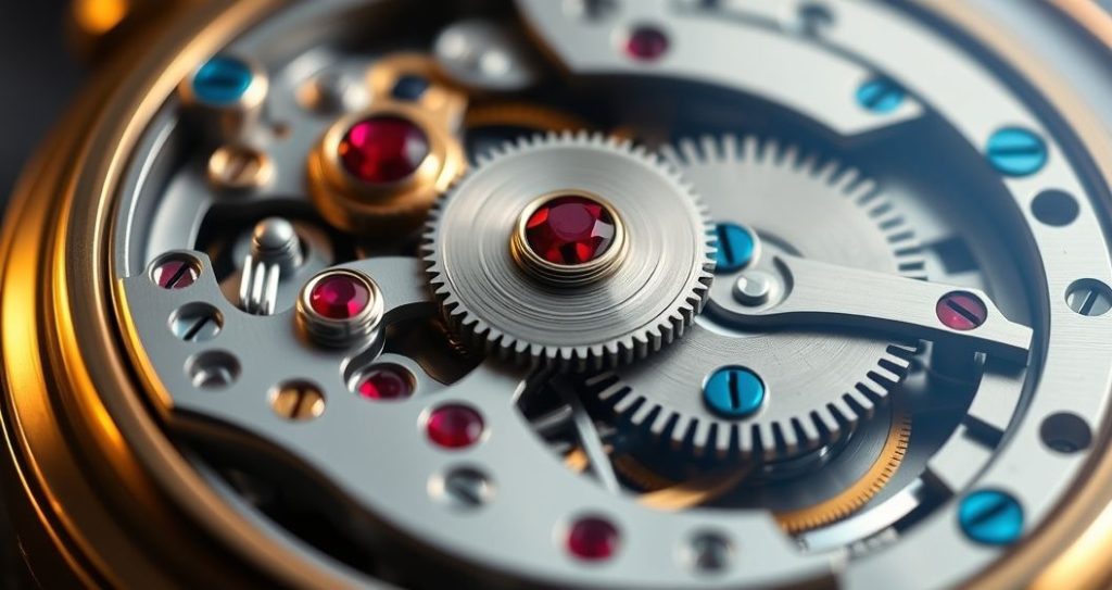 AI generated (Gemini + Flux) featured image for: Orijinal ETA Mekanizması: Replika Saatlerde Swiss Made Lüksün Anahtarı (Prompt: A hyper realistic macro shot image showing an intricate Swiss mechanical watch movement with visible)