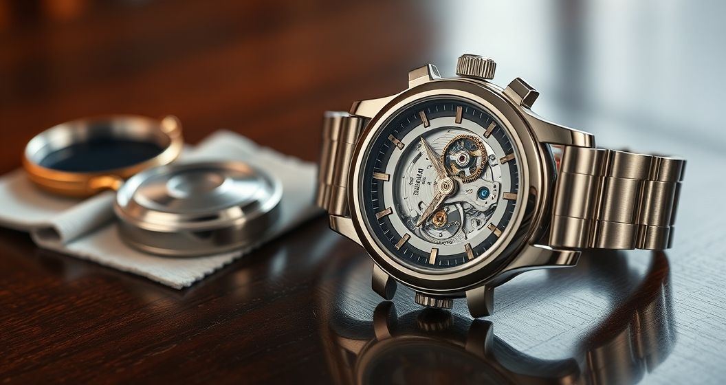 AI generated (Gemini + Flux) featured image for: Otomatik ETA Saatler: Koleksiyoncuların Gözdesi & Bakım Sırları (Prompt: A high fidelity, classic luxury advertisement style photograph showing a prominent automatic ETA mov)