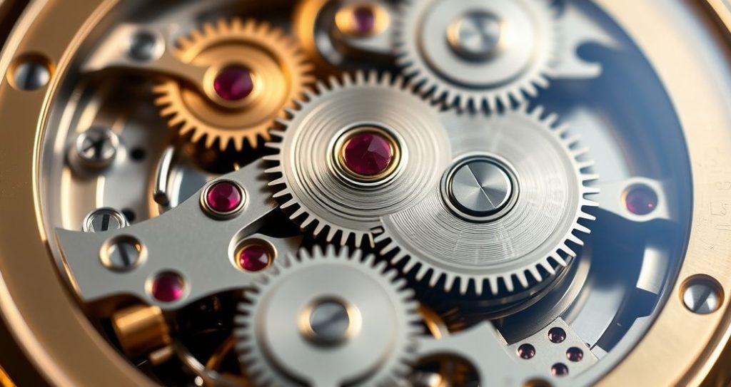 AI generated (Gemini + Flux) featured image for: Replika Saatlerde İsviçre Mekanizmasının Gücü: Yüksek Kalite ETA ile Tanışın (Prompt: A **detailed, high resolution macro photograph** showing **an intricate Swiss ETA watch movement**. )