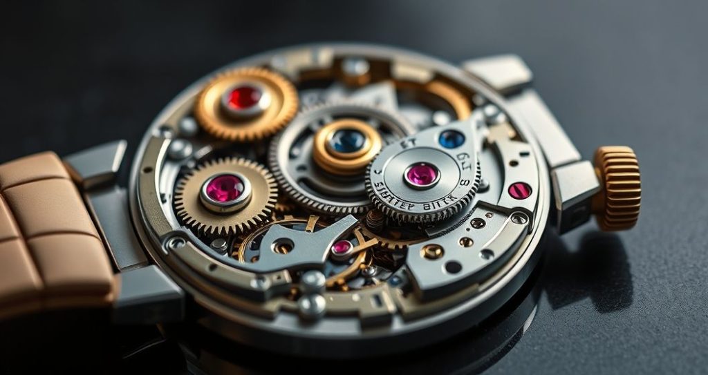 AI generated (Gemini + Flux) featured image for: Saat Koleksiyonculuğu: Lüksü ETA Mekaniğiyle Keşfedin (Prompt: A hyperrealistic product photography image showcasing a partially disassembled ETA mechanical watch )