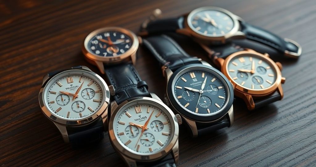 AI generated (Gemini + Flux) featured image for: Saat Koleksiyonculuğu: Tutku, Yatırım ve Prestijin Dansı (Prompt: A hyperrealistic product photography image showing a curated collection of high end mechanical watch)