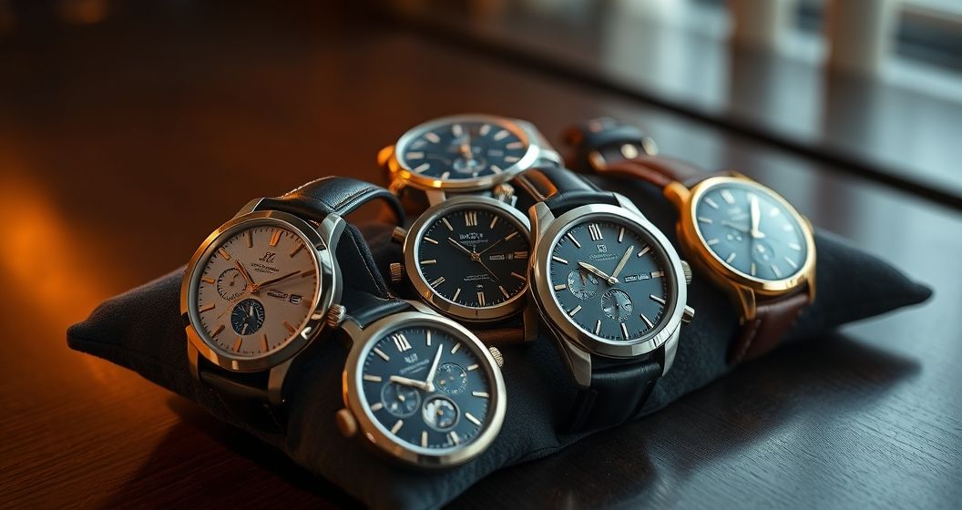 AI generated (Gemini + Flux) featured image for: Saat Koleksiyonculuğu: Yatırım ve Tutkunun Buluştuğu Nokta (Prompt: A luxurious, cinematic still life image showing a curated collection of high end mechanical wristwat)