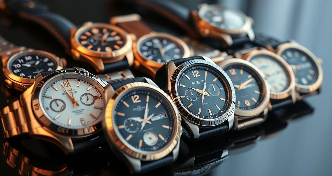 AI generated (Gemini + Flux) featured image for: Saat Koleksiyonculuğu: Yatırım ve Yüksek Kalite Replikalarda Fırsatlar (Prompt: A high definition, luxury product photography image showing a curated collection of exquisite wristw)