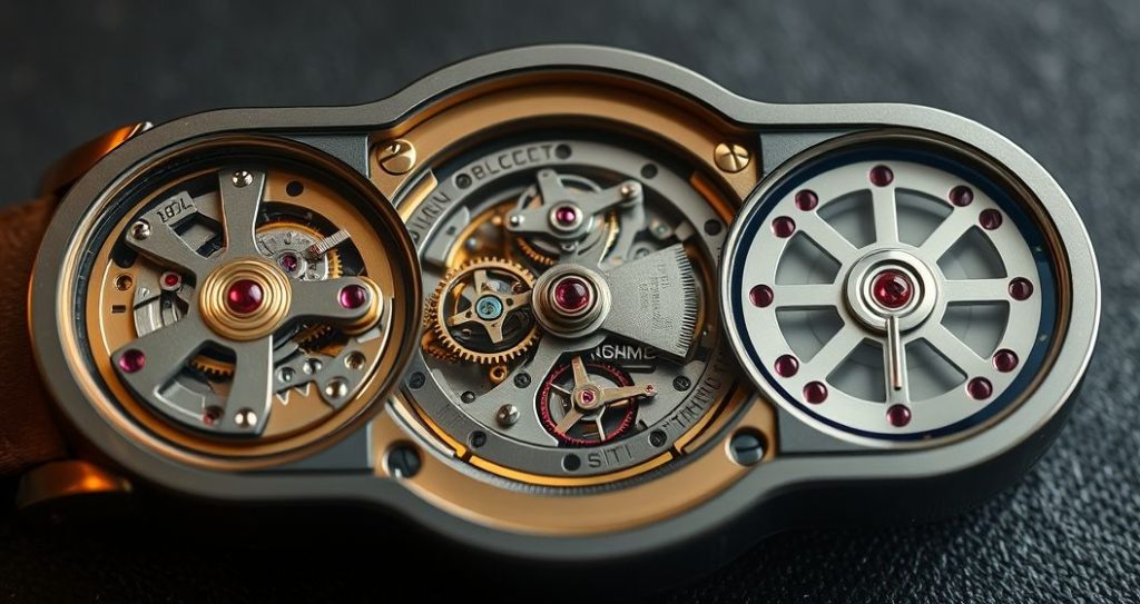 AI generated (Gemini + Flux) featured image for: Saat Mekanizmalarının Sırları: Otomatik, Quartz ve ETA (Prompt: A **macro detail, hyper realistic, technical cutaway** image showing **three distinct, exposed watch)