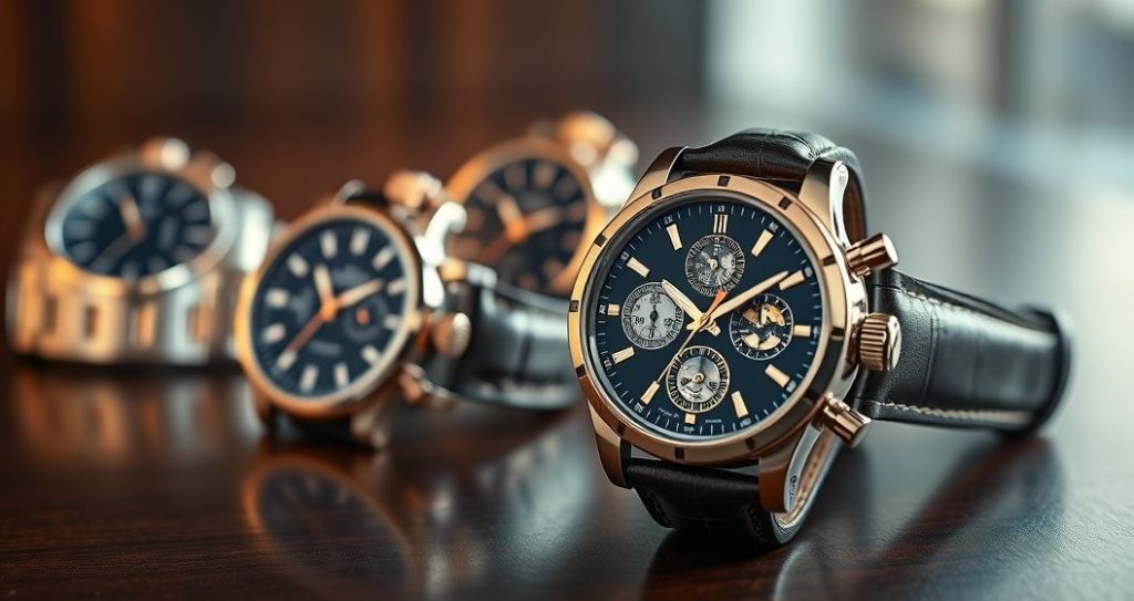 AI generated (Gemini + Flux) featured image for: Yüksek Kalite Replika Saatler: Koleksiyonerin Gözünden (Prompt: A luxurious, hyper realistic studio product photography image showing several high quality replica w)