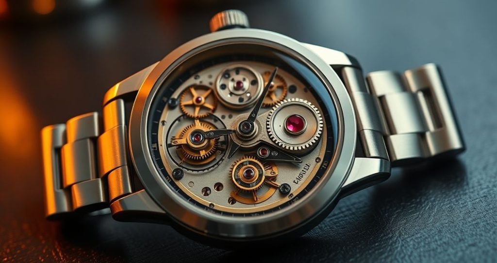 AI generated (Gemini + Flux) featured image for: Yüksek Kalite Replika Saatler: Mekanik Ustalık ve Lüks Deneyimi (Prompt: A cinematic, high definition product photography image showing an exquisite replica mechanical watch)
