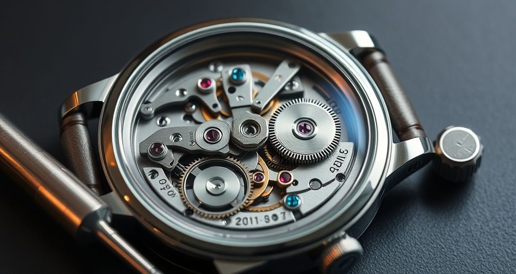 AI generated (Gemini + Flux) featured image for: Yüksek Kalite Replika Saatler ve ETA Mekanizması Sırrı (Prompt: A hyper detailed studio photography style image showing a luxury replica watch, partially disassembl)