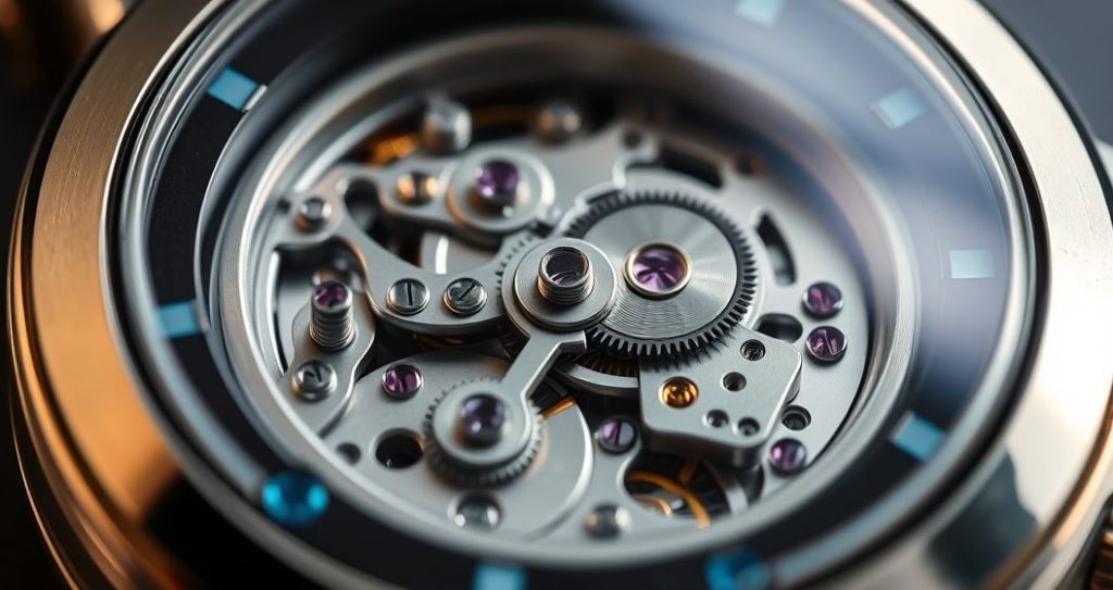 AI generated (Gemini + Flux) featured image for: Yüksek Kalite Replika Saatlerde ETA Mekanizması: Gerçek Değer mi? (Prompt: A hyperrealistic macro photograph showing a meticulously crafted, intricate mechanical watch movemen)