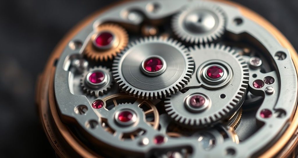 AI generated (Gemini + Flux) featured image for: Yüksek Kaliteli Eta Saatler: Lüksü Erişilebilir Kılan Mekanizma (Prompt: A high resolution macro product photography image showing a complex ETA watch movement. Intricate ge)