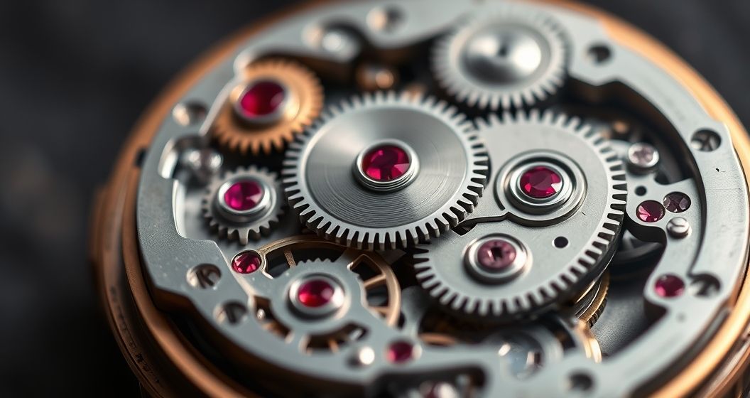 AI generated (Gemini + Flux) featured image for: Yüksek Kaliteli Eta Saatler: Lüksü Erişilebilir Kılan Mekanizma (Prompt: A high resolution macro product photography image showing a complex ETA watch movement. Intricate ge)