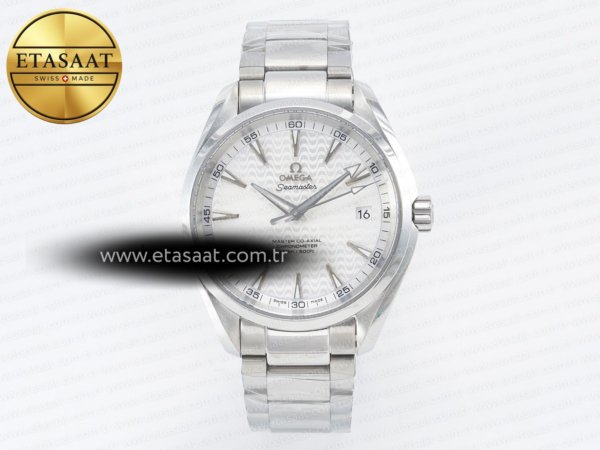 Omega Aqua Terra 150m 41mm VSF Beyaz Dokulu Kadran A8500 Eta Saat - 1:1 Süper Klon Replika Saat