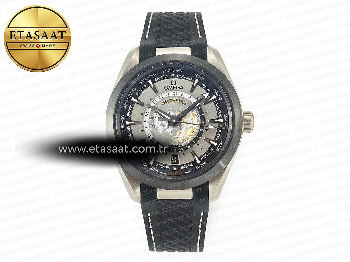 Omega Aqua Terra 150M 43mm 24 Ti VSF Gri Kadran Siyah A8938 Eta Saat - 1:1 Süper Klon Replika Saat