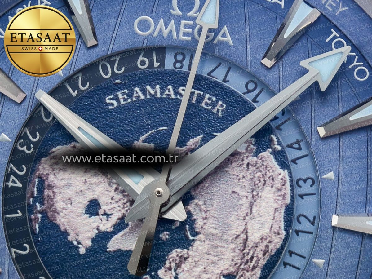 Omega Aqua Terra 150M 43mm Worldtimer 24 VSF 1:1 Best Edition Summer Blue Dial on SS Bracelet A8938 Super Clone - Görsel 10