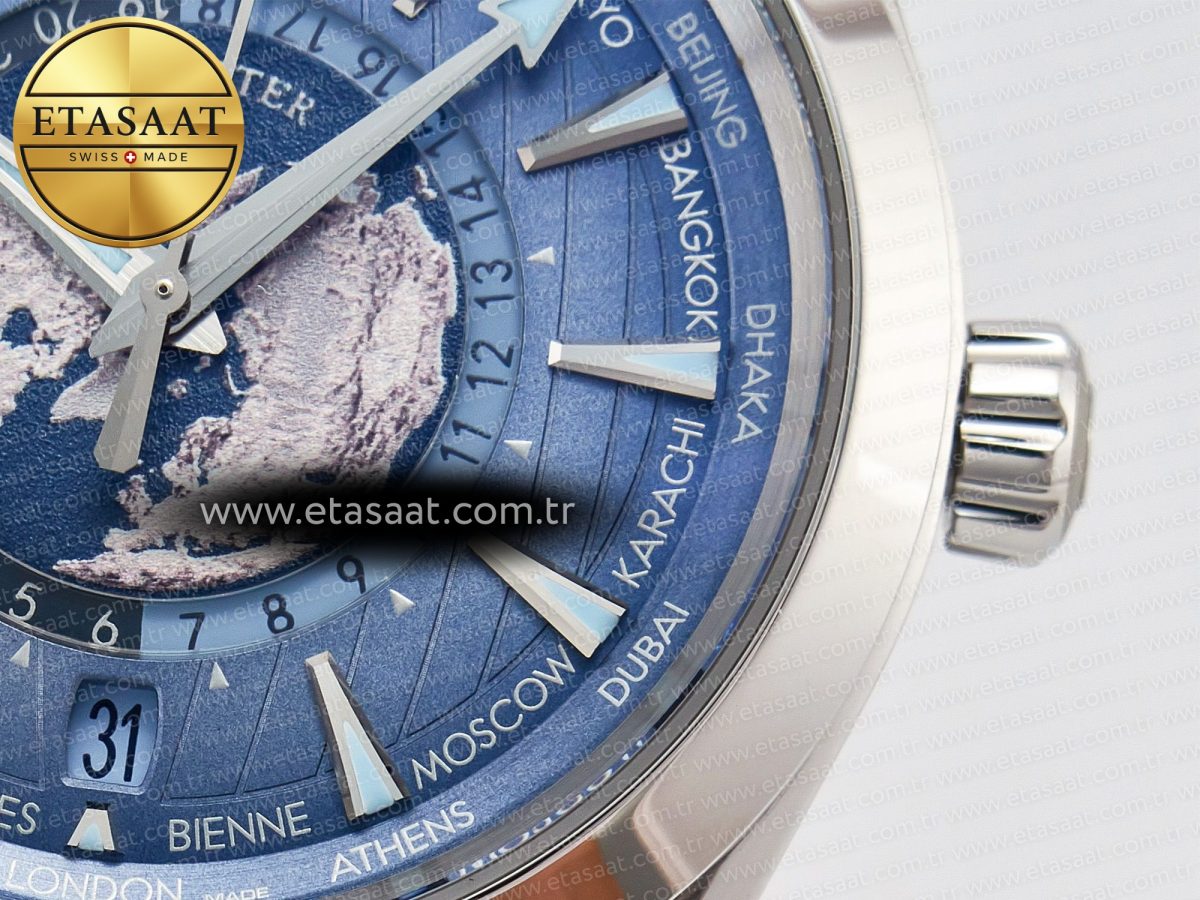 Omega Aqua Terra 150M 43mm Worldtimer 24 VSF 1:1 Best Edition Summer Blue Dial on SS Bracelet A8938 Super Clone - Görsel 11