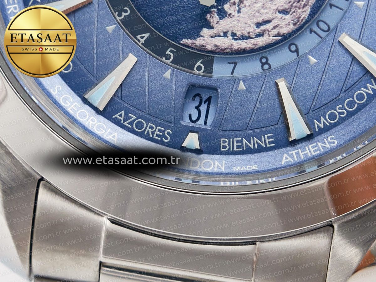 Omega Aqua Terra 150M 43mm Worldtimer 24 VSF 1:1 Best Edition Summer Blue Dial on SS Bracelet A8938 Super Clone - Görsel 12