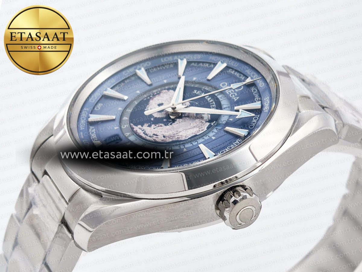 Omega Aqua Terra 150M 43mm Worldtimer 24 VSF 1:1 Best Edition Summer Blue Dial on SS Bracelet A8938 Super Clone - Görsel 6