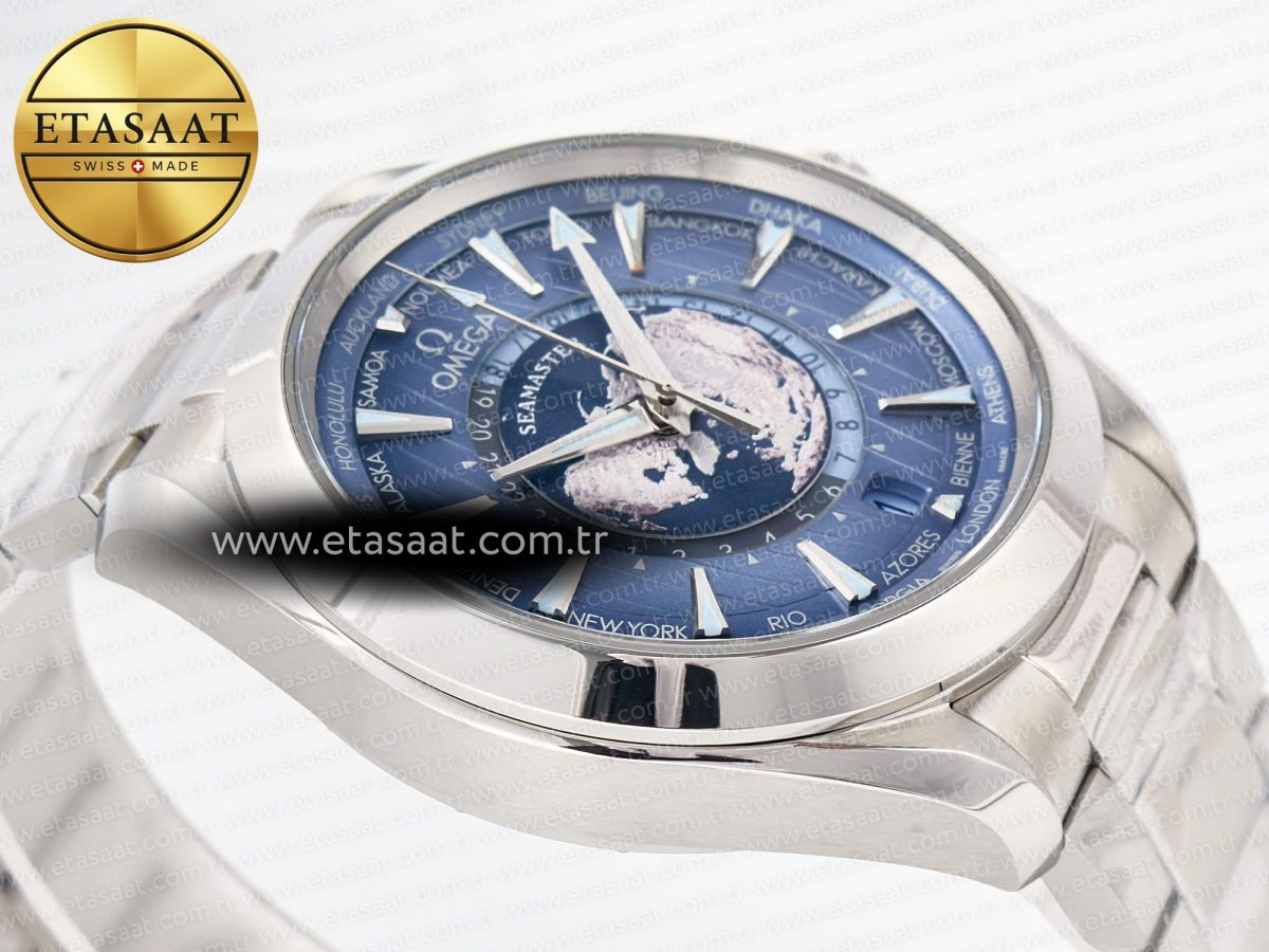 Omega Aqua Terra 150M 43mm Worldtimer 24 VSF 1:1 Best Edition Summer Blue Dial on SS Bracelet A8938 Super Clone - Görsel 7