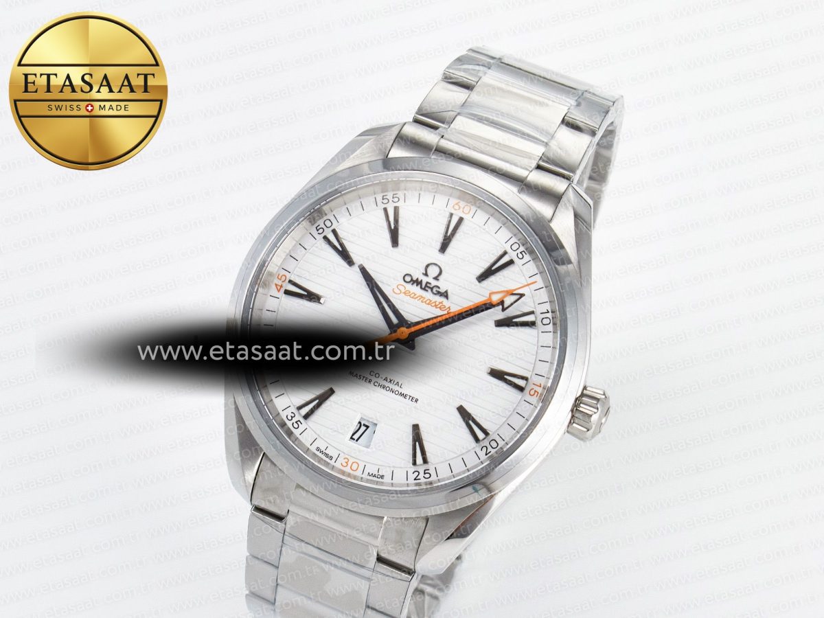 Omega Aqua Terra 150M Master Chronometers White Dial Orange Hand on SS Bracelet A8900 - Görsel 1