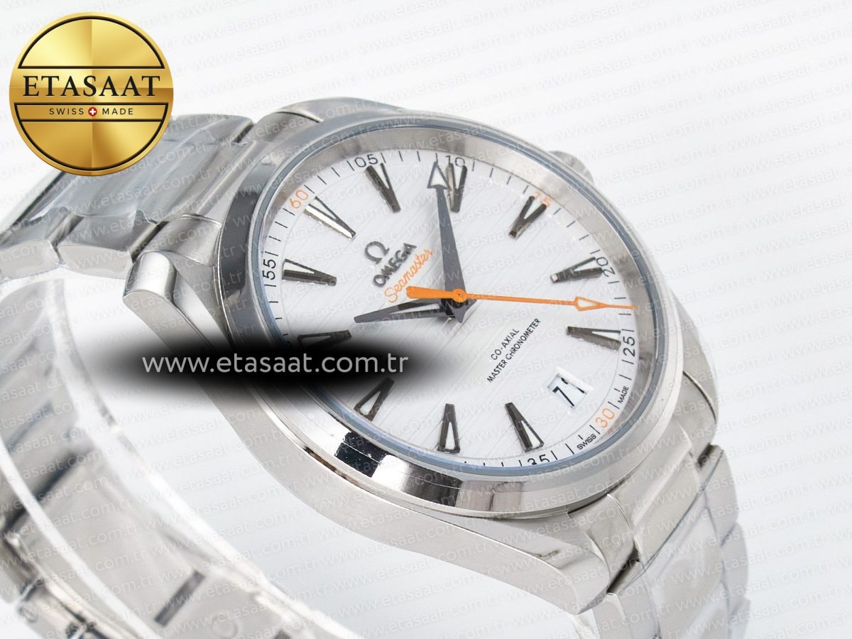 Omega Aqua Terra 150M Master Chronometers White Dial Orange Hand on SS Bracelet A8900 - Görsel 7