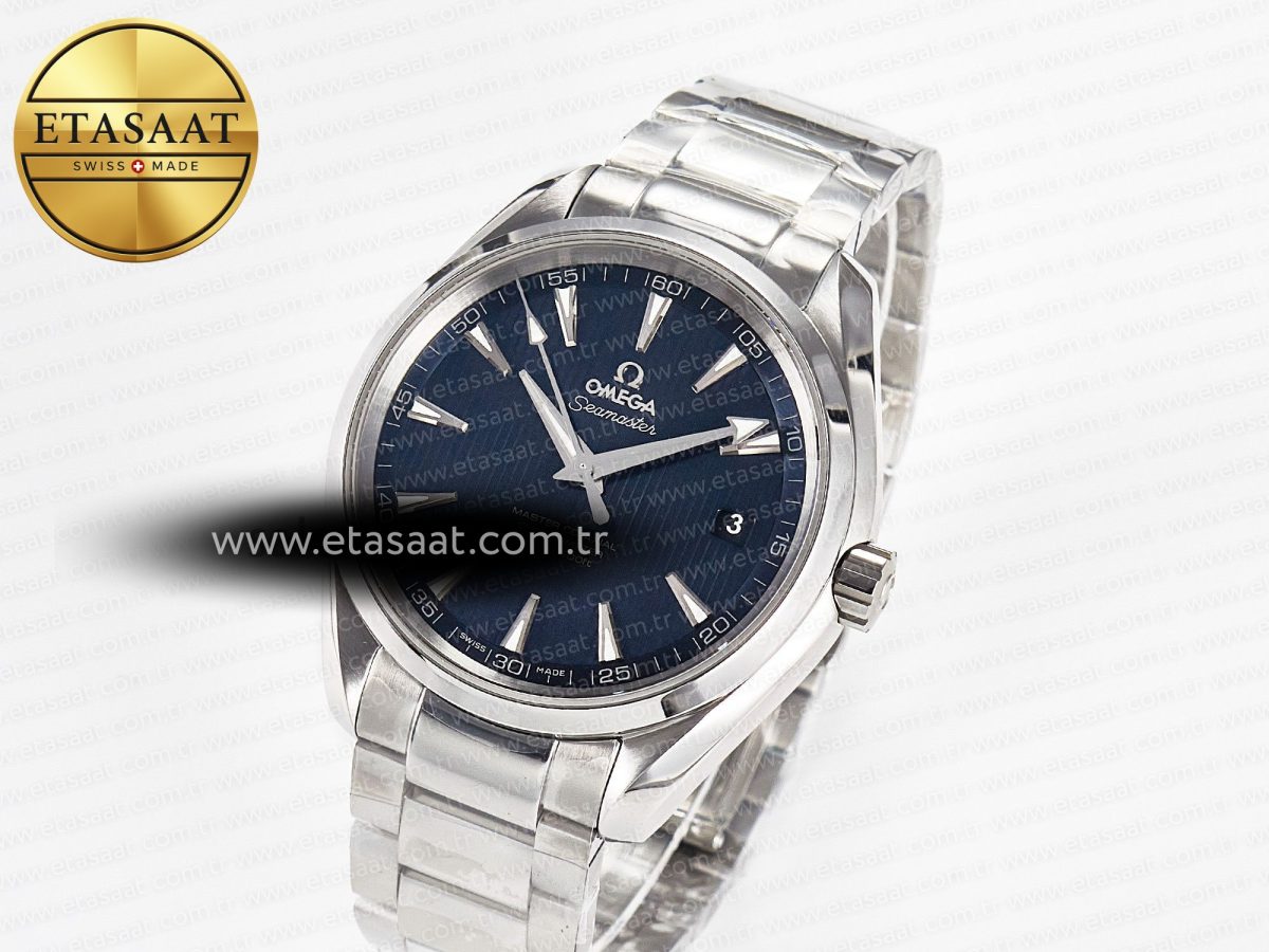 Omega Aqua Terra 150M SS VSF 1:1 Best Edition Blue Textured Dial on SS Bracelet A8500 Super Clone - Görsel 2