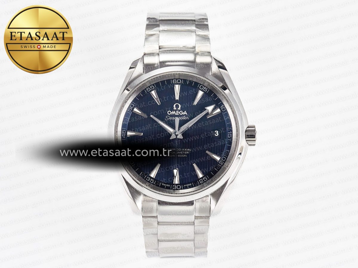 Omega Aqua Terra 150M SS VSF 1:1 Best Edition Blue Textured Dial on SS Bracelet A8500 Super Clone - Görsel 3