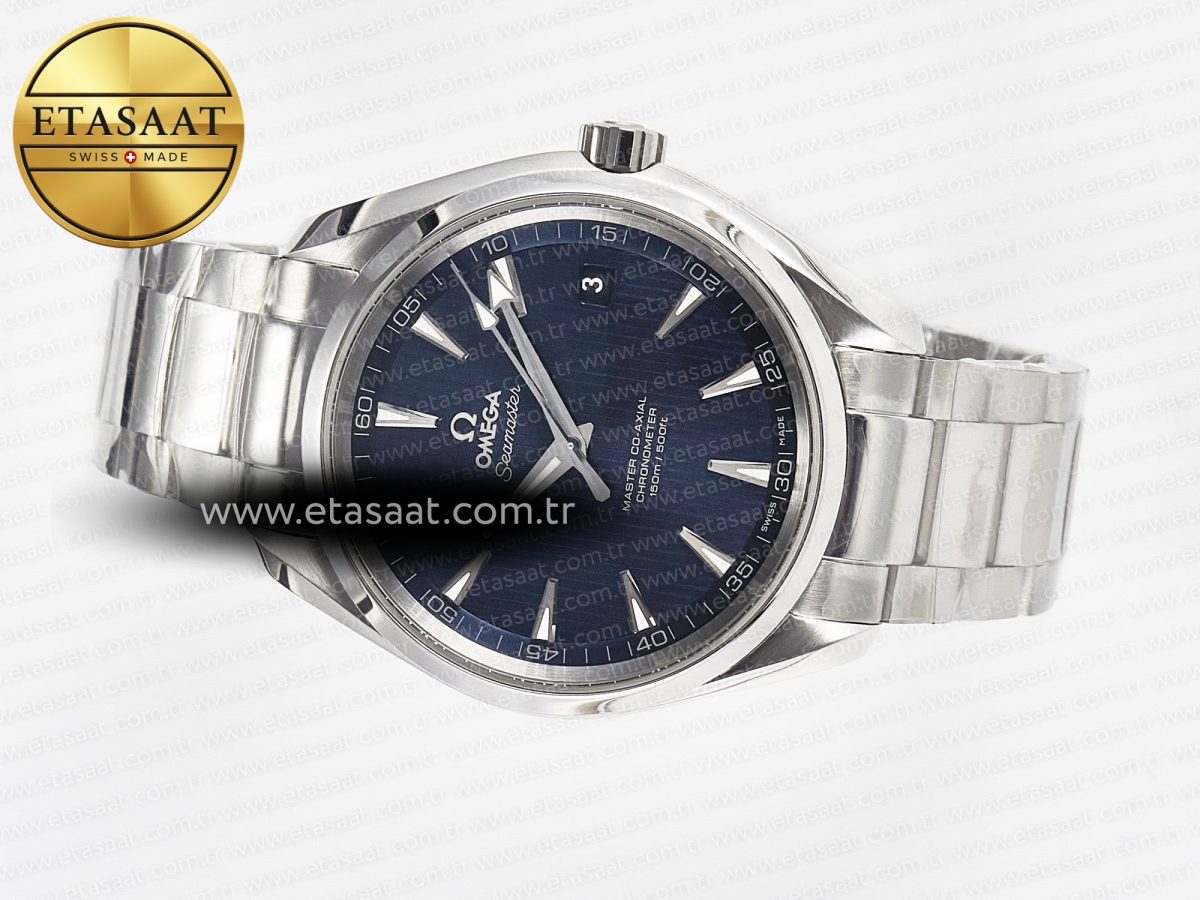 Omega Aqua Terra 150M SS VSF 1:1 Best Edition Blue Textured Dial on SS Bracelet A8500 Super Clone - Görsel 9