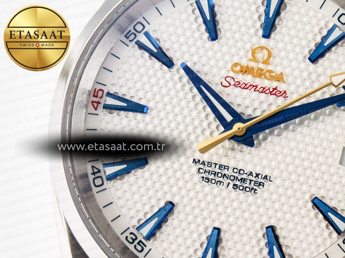 Omega Aqua Terra 150M SS VSF 1:1 Best Edition Silver Polka Dots Dial on SS Bracelet A8500 Super Clone - Görsel 10