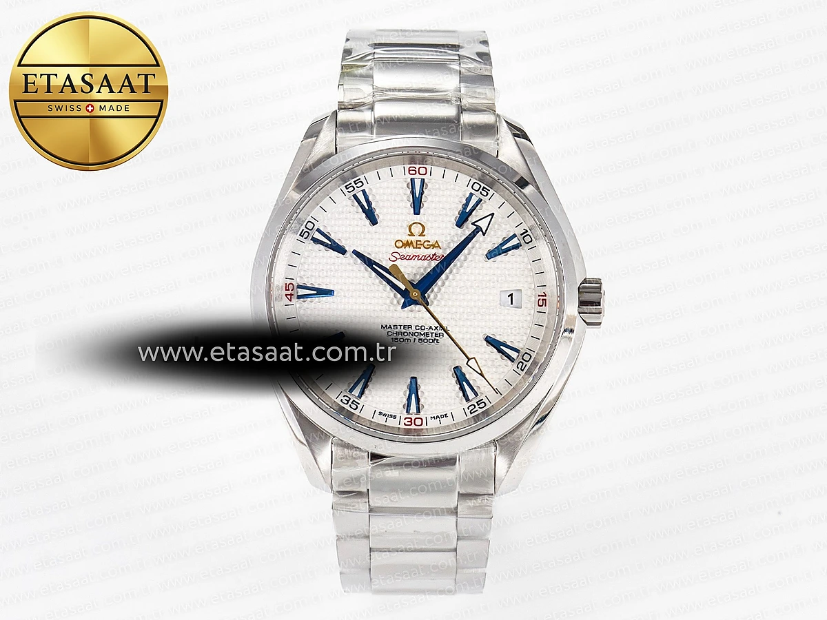 Omega Aqua Terra 150M VSF Gümüş Polka Dots Kadran A8500 Eta Saat - 1:1 Süper Klon Replika Saat