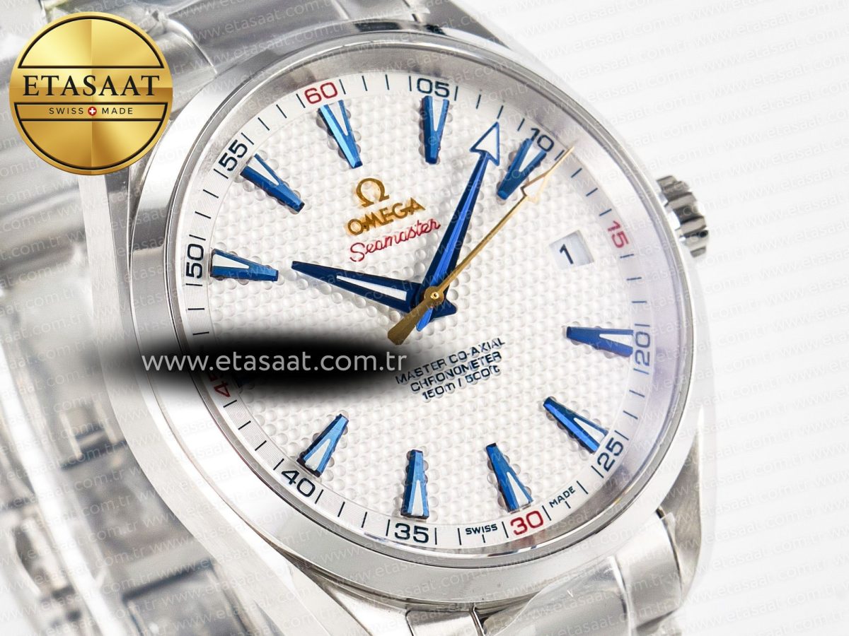 Omega Aqua Terra 150M SS VSF 1:1 Best Edition Silver Polka Dots Dial on SS Bracelet A8500 Super Clone - Görsel 5