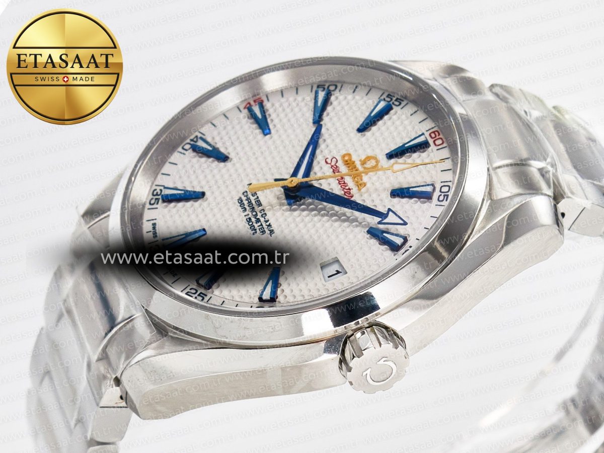 Omega Aqua Terra 150M SS VSF 1:1 Best Edition Silver Polka Dots Dial on SS Bracelet A8500 Super Clone - Görsel 6