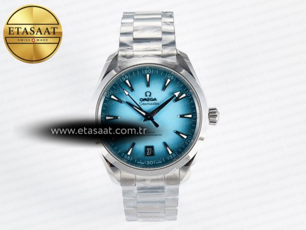 Omega Aqua Terra 150M SS VSF Turkuaz Kadran Bilezik A8900 Eta Saat - 1:1 Süper Klon Replika Saat