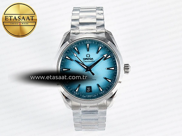 Omega Aqua Terra 150M SS VSF Turkuaz Kadran Bilezik A8900 Eta Saat - 1:1 Süper Klon Replika Saat