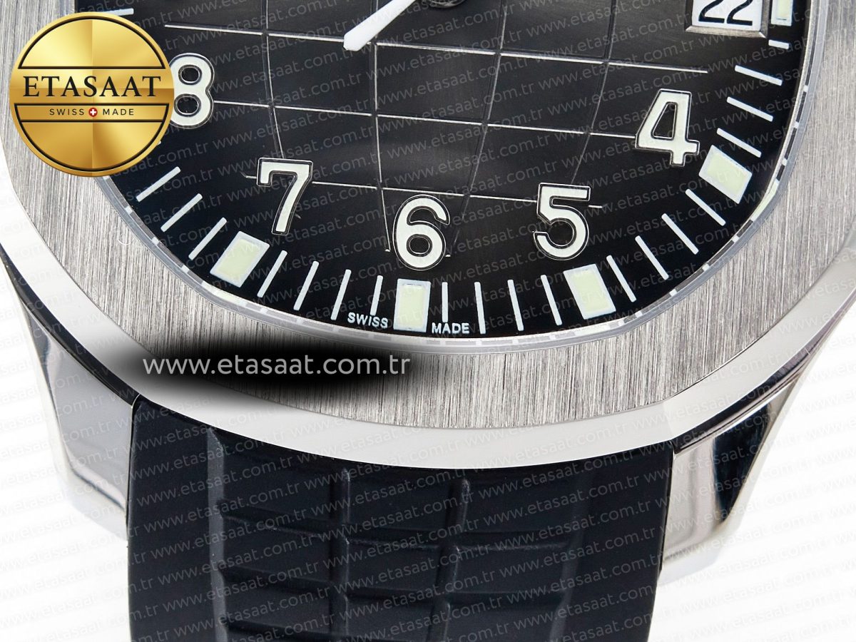 Patek Philippe Aquanaut 5167 40mm SS 3KF 1:1 Best Edition Black Dial on Black Rubber Strap A330 Super Clone V3 - Görsel 12