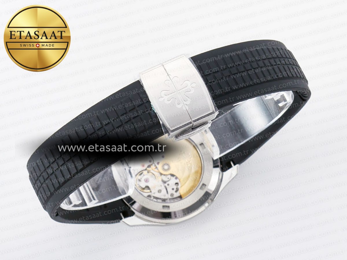 Patek Philippe Aquanaut 5167 40mm SS 3KF 1:1 Best Edition Black Dial on Black Rubber Strap A330 Super Clone V3 - Görsel 15