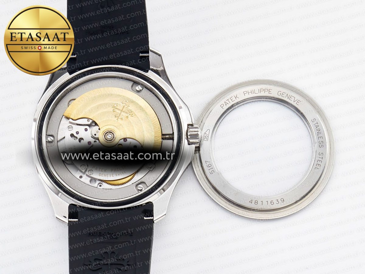 Patek Philippe Aquanaut 5167 40mm SS 3KF 1:1 Best Edition Black Dial on Black Rubber Strap A330 Super Clone V3 - Görsel 16