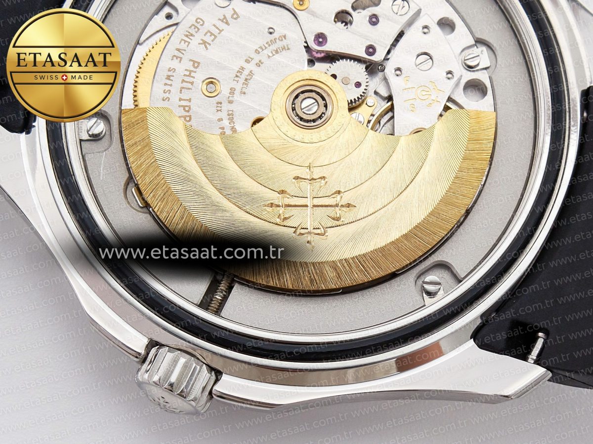 Patek Philippe Aquanaut 5167 40mm SS 3KF 1:1 Best Edition Black Dial on Black Rubber Strap A330 Super Clone V3 - Görsel 19