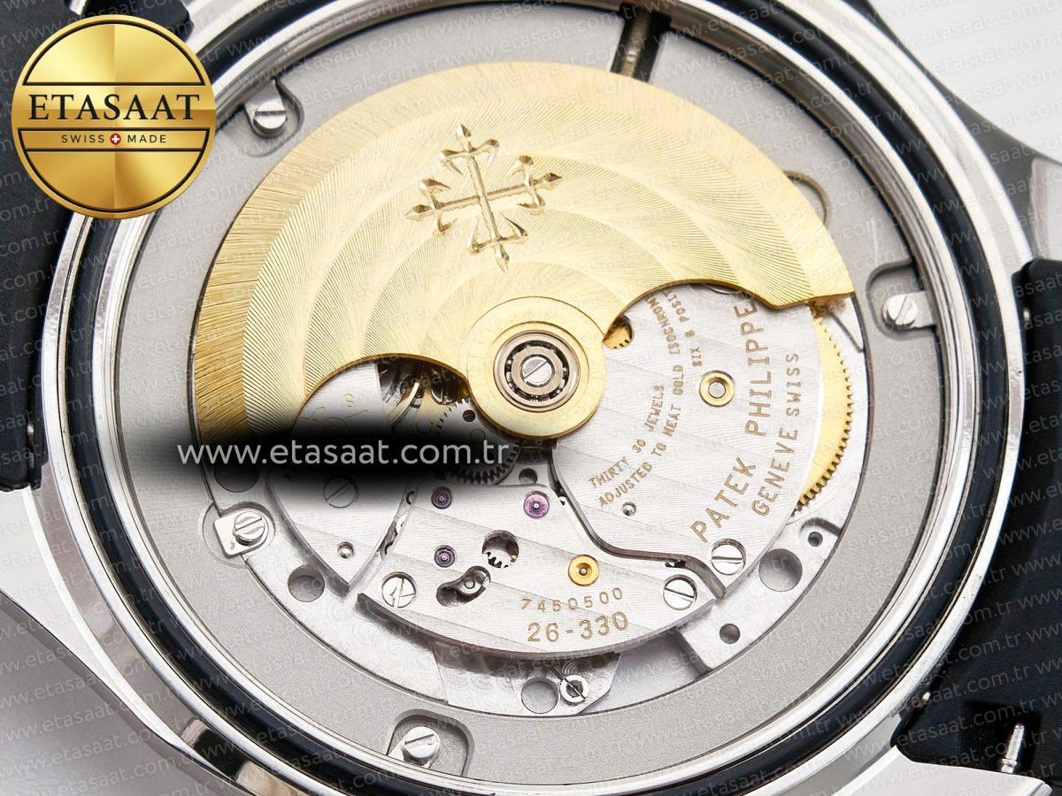 Patek Philippe Aquanaut 5167 40mm SS 3KF 1:1 Best Edition Black Dial on Black Rubber Strap A330 Super Clone V3 - Görsel 21