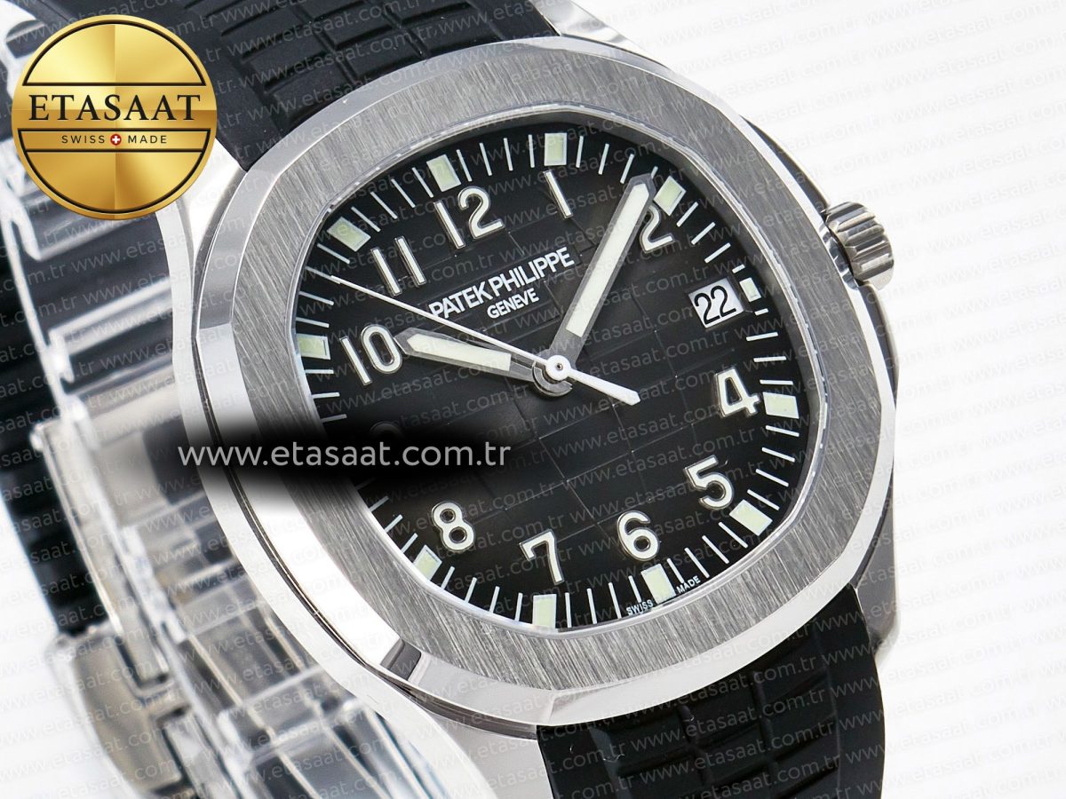 Patek Philippe Aquanaut 5167 40mm SS 3KF 1:1 Best Edition Black Dial on Black Rubber Strap A330 Super Clone V3 - Görsel 5