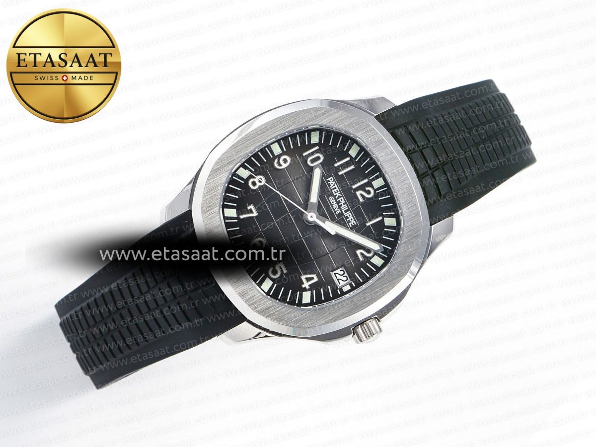 Patek Philippe Aquanaut 5167 40mm SS 3KF 1:1 Best Edition Black Dial on Black Rubber Strap A330 Super Clone V3 - Görsel 8