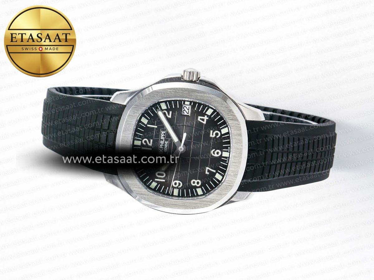 Patek Philippe Aquanaut 5167 40mm SS 3KF 1:1 Best Edition Black Dial on Black Rubber Strap A330 Super Clone V3 - Görsel 9