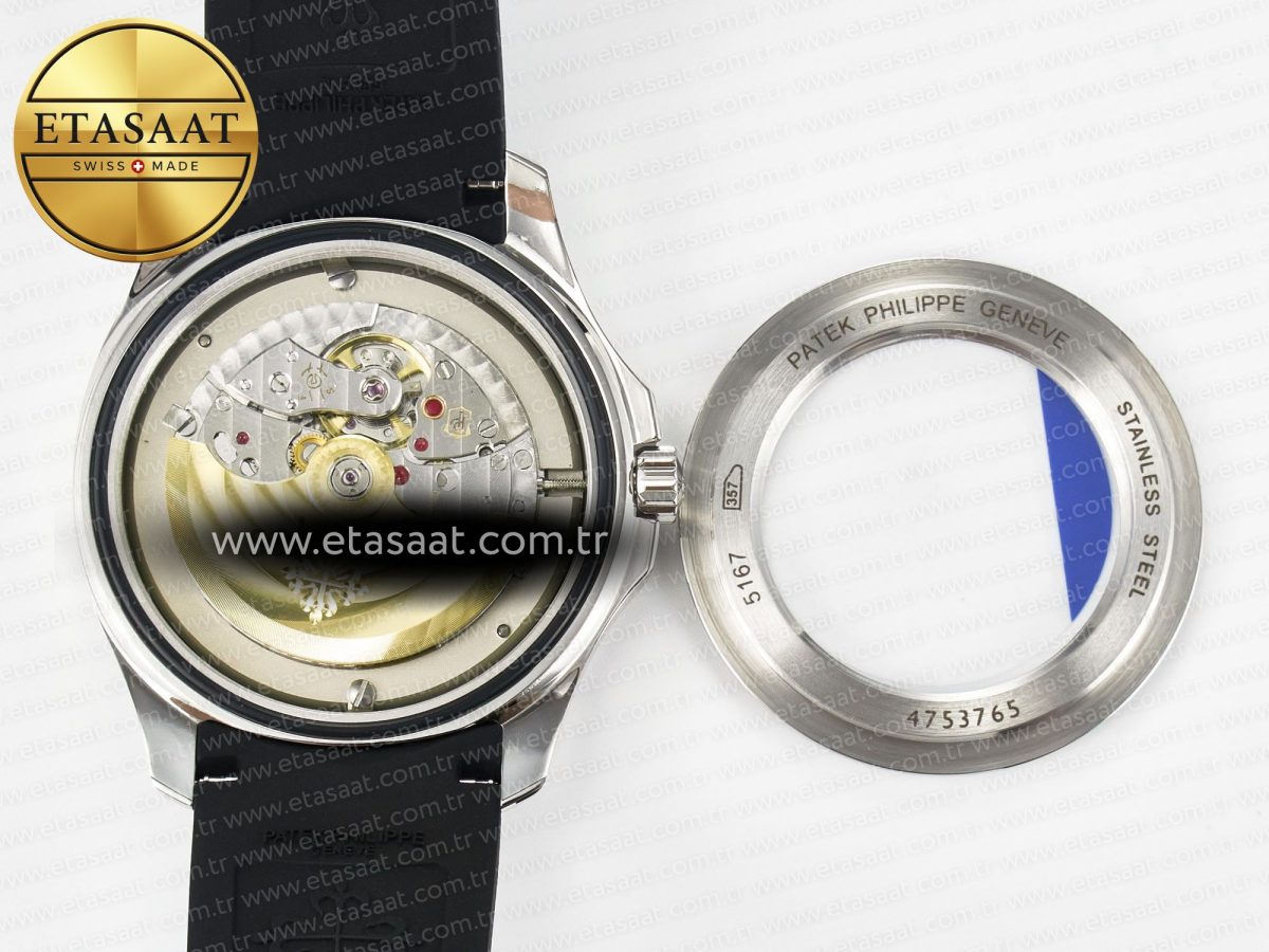 Patek Philippe Aquanaut 5167A SS ZF 1:1 Best Edition Black Dial on Black Rubber Strap 26-330 - Görsel 17